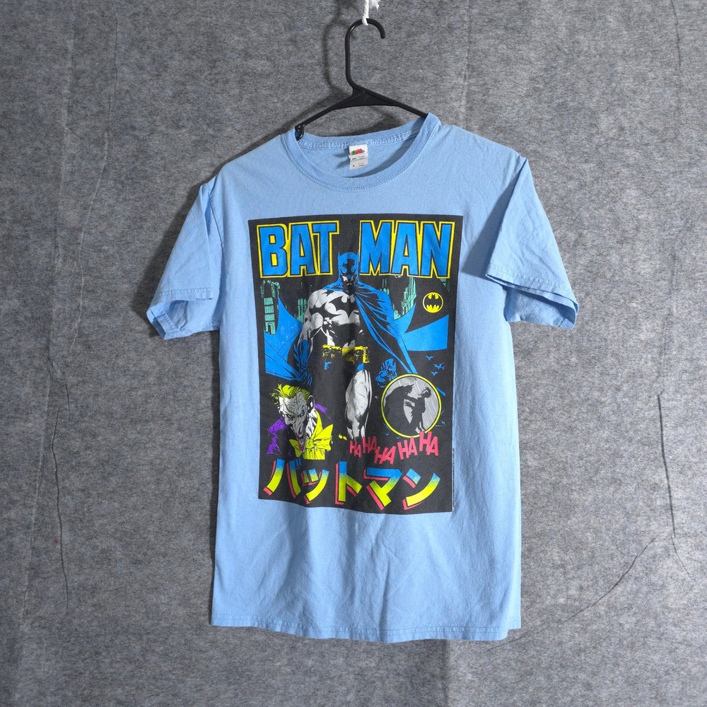 Batman Shirt Joker Graphic Print DC Comics Mens Small Light Blue Vintage‎ Movie